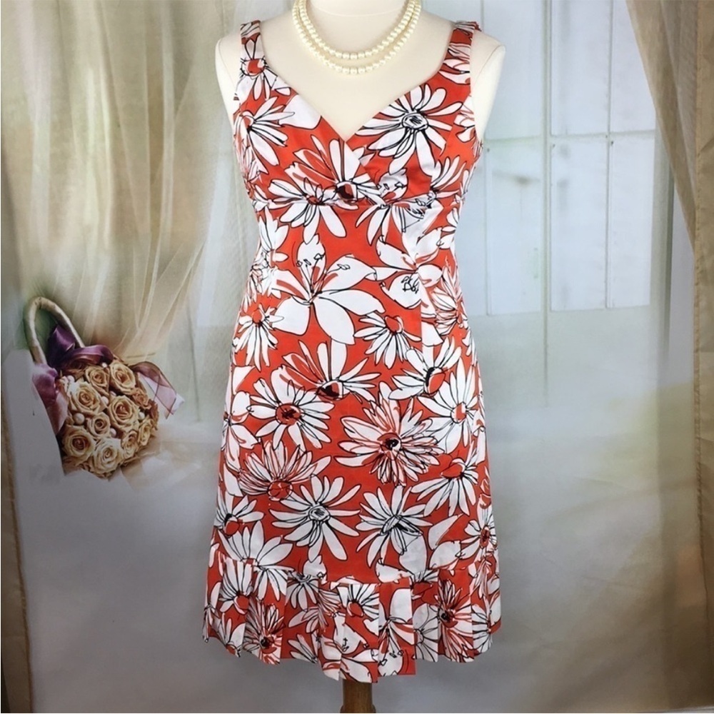 SPENCE Orange Floral Sleeveless Dress 14